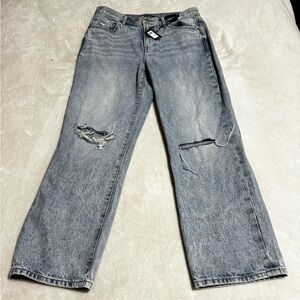 Womens Express Jeans Short Straight Ankle High Rise Distressed Light Wash Size 8
